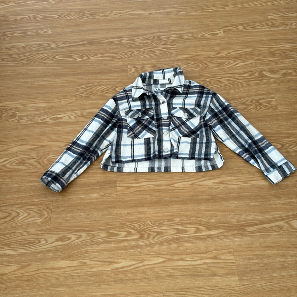 Zara cropped flannel shirt